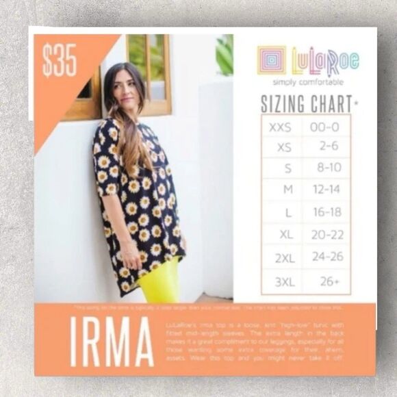 NWT LuLaRoe Irma Shirt Hi Low Blk/Wht Floral Medium Pull On Short Sleeves Women - Picture 5 of 5